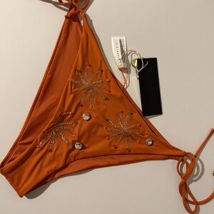 Gianni Bini Orange Embellished Bikini Top